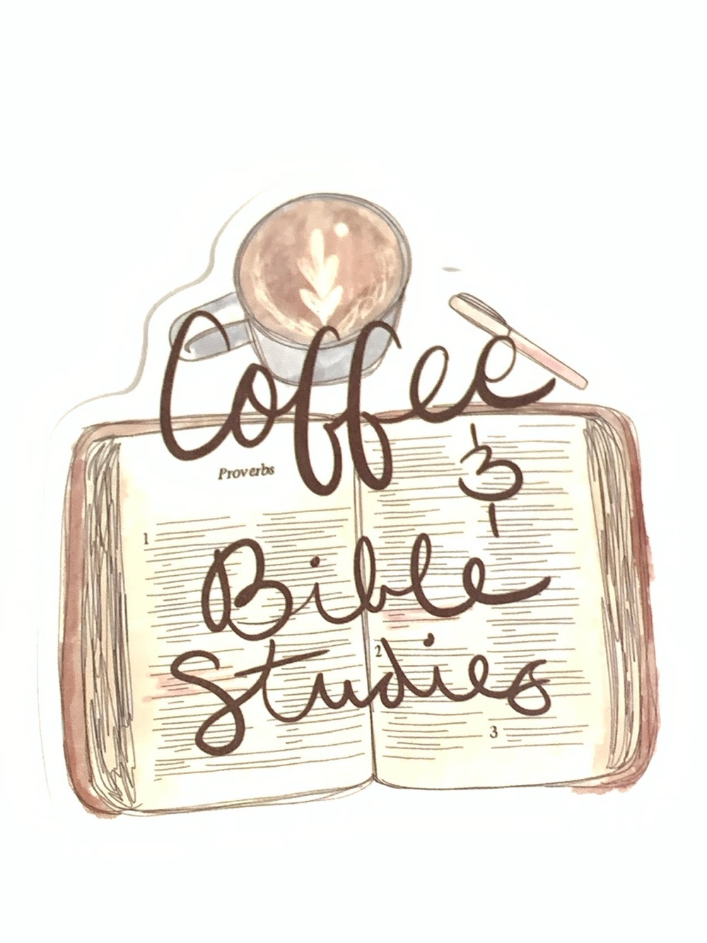 Coffee & Bible Studies Sticker - Brown and Cream